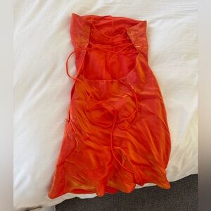 Orange strapless dress